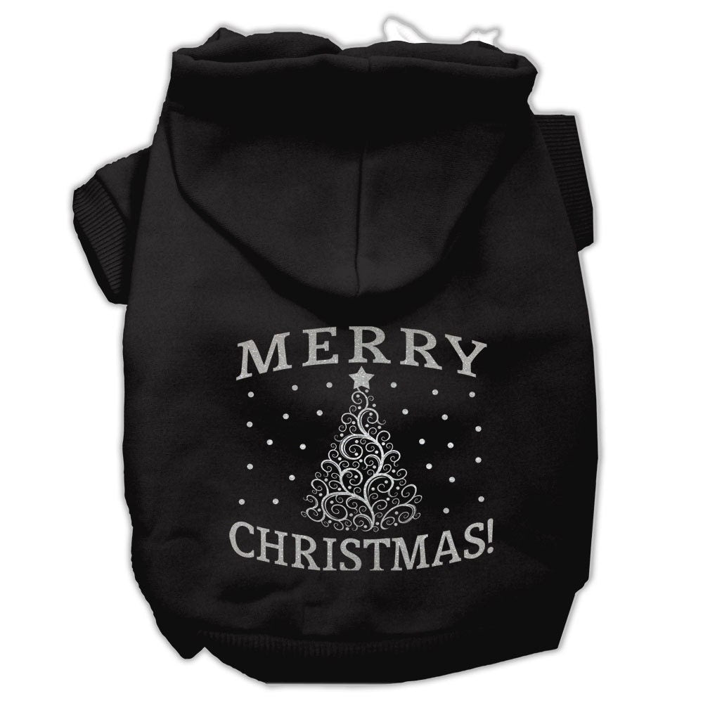A cozy Christmas hoodie for dogs and cats featuring a shimmering Christmas tree design, perfect for festive occasions.