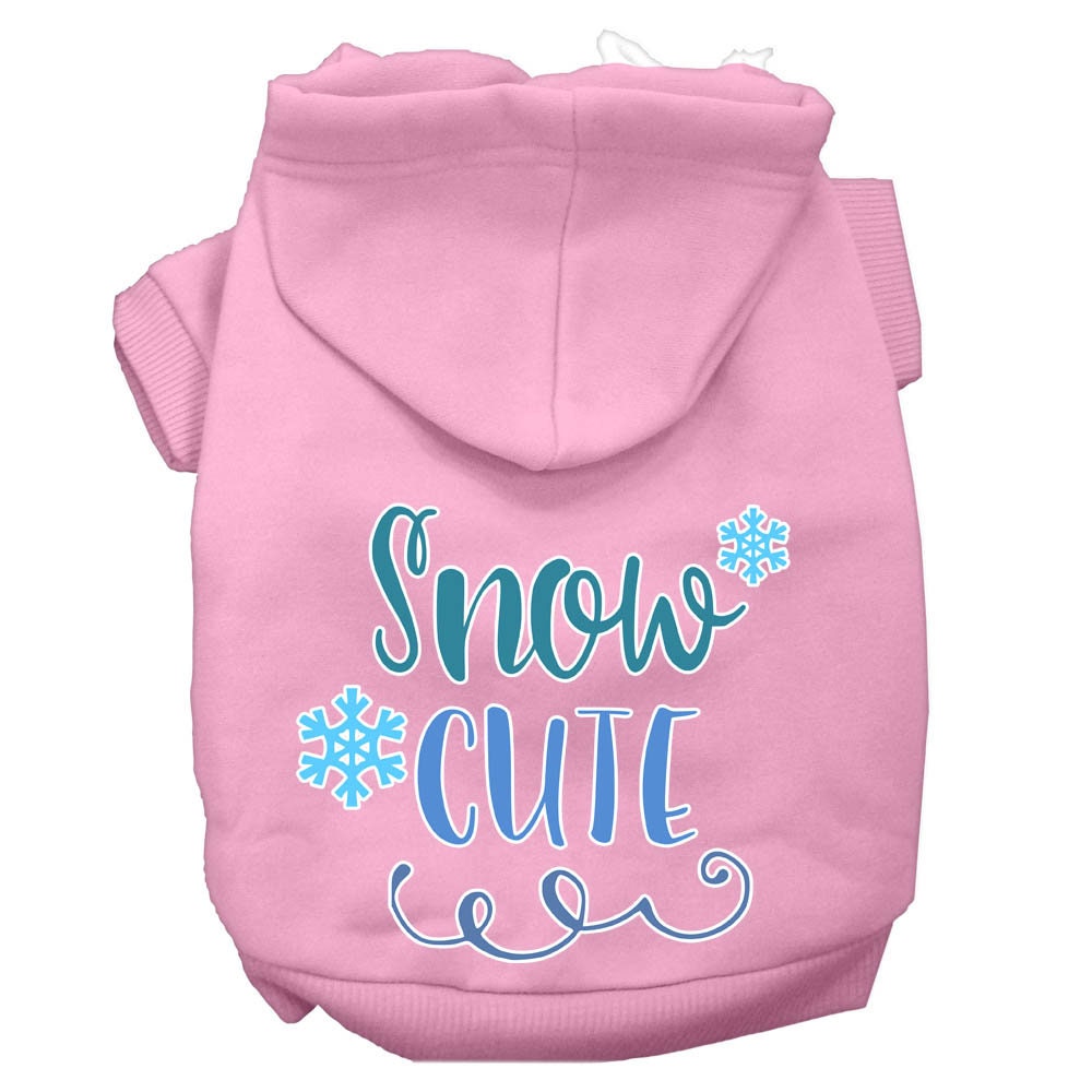 A cozy Christmas hoodie for pets, featuring the screen printed phrase 'Snow Cute', designed for dogs and cats.