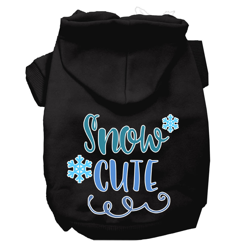 A cozy Christmas hoodie for pets, featuring the screen printed phrase 'Snow Cute', designed for dogs and cats.