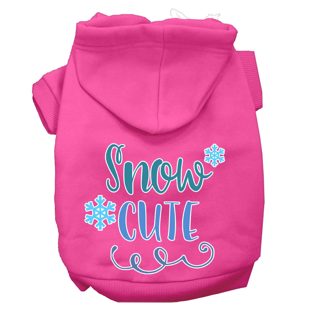 A cozy Christmas hoodie for pets, featuring the screen printed phrase 'Snow Cute', designed for dogs and cats.