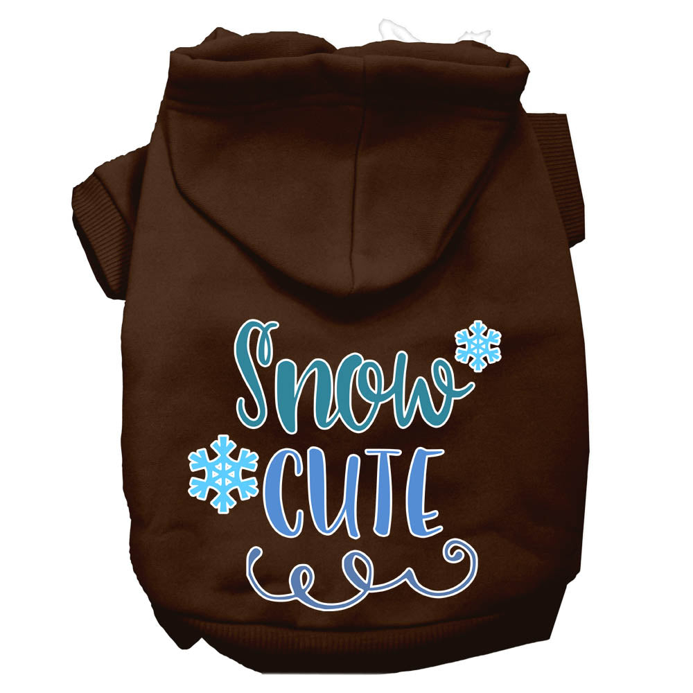 A cozy Christmas hoodie for pets, featuring the screen printed phrase 'Snow Cute', designed for dogs and cats.