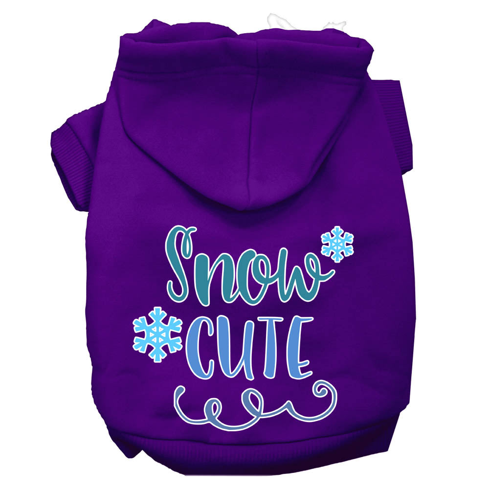 A cozy Christmas hoodie for pets, featuring the screen printed phrase 'Snow Cute', designed for dogs and cats.