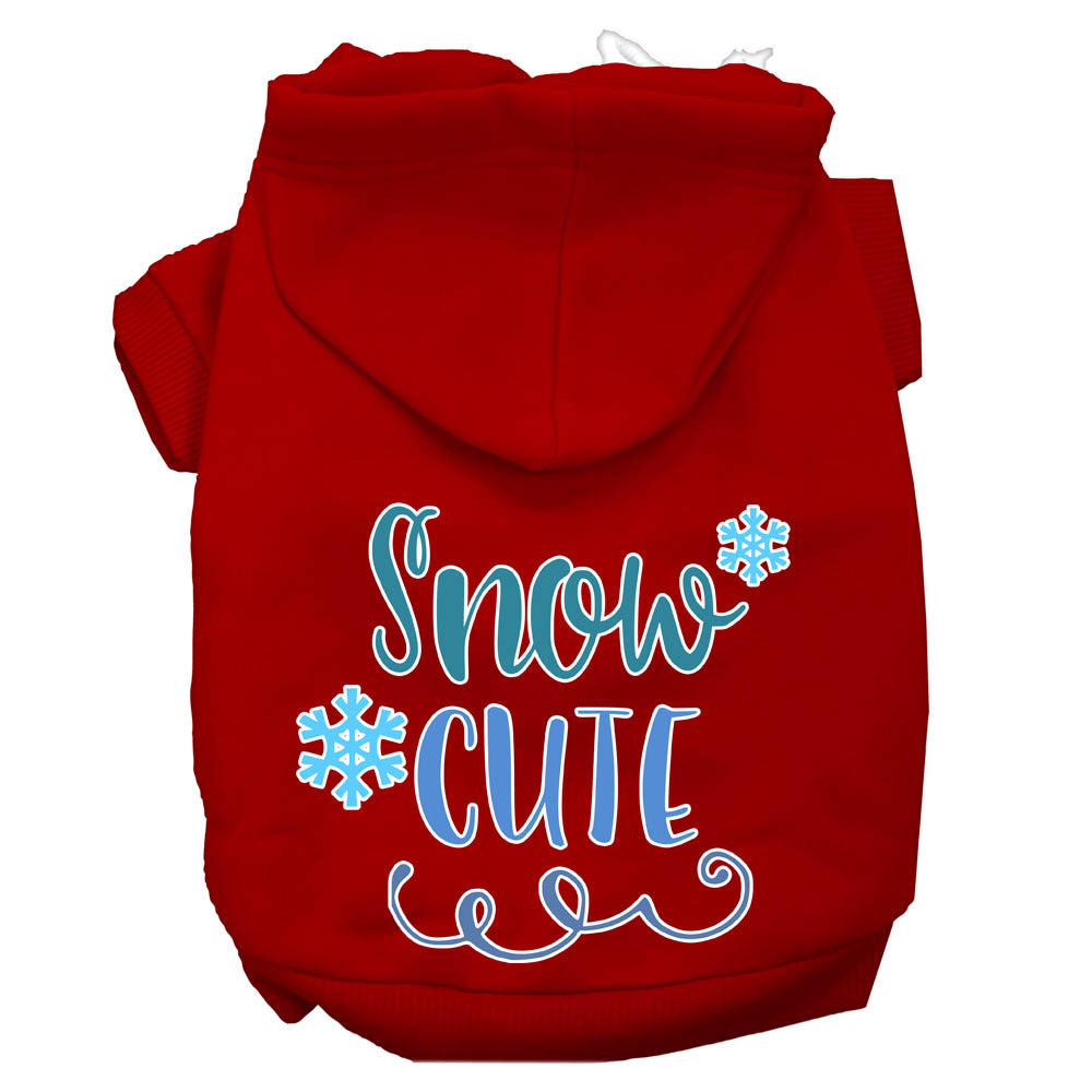 A cozy Christmas hoodie for pets, featuring the screen printed phrase 'Snow Cute', designed for dogs and cats.