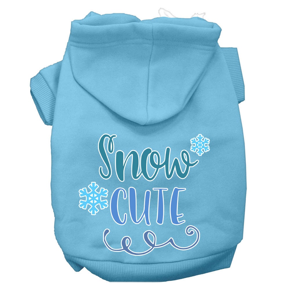 A cozy Christmas hoodie for pets, featuring the screen printed phrase 'Snow Cute', designed for dogs and cats.