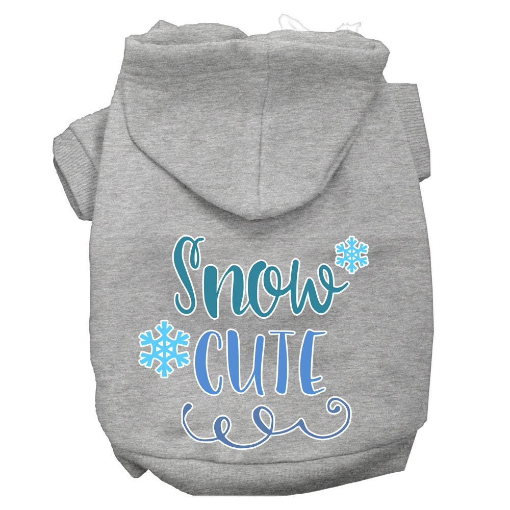 A cozy Christmas hoodie for pets, featuring the screen printed phrase 'Snow Cute', designed for dogs and cats.