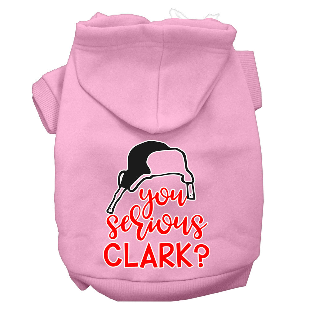 Christmas pet hoodie for dogs and cats with 'You Serious Clark?' printed design, showcasing a cozy and festive style.