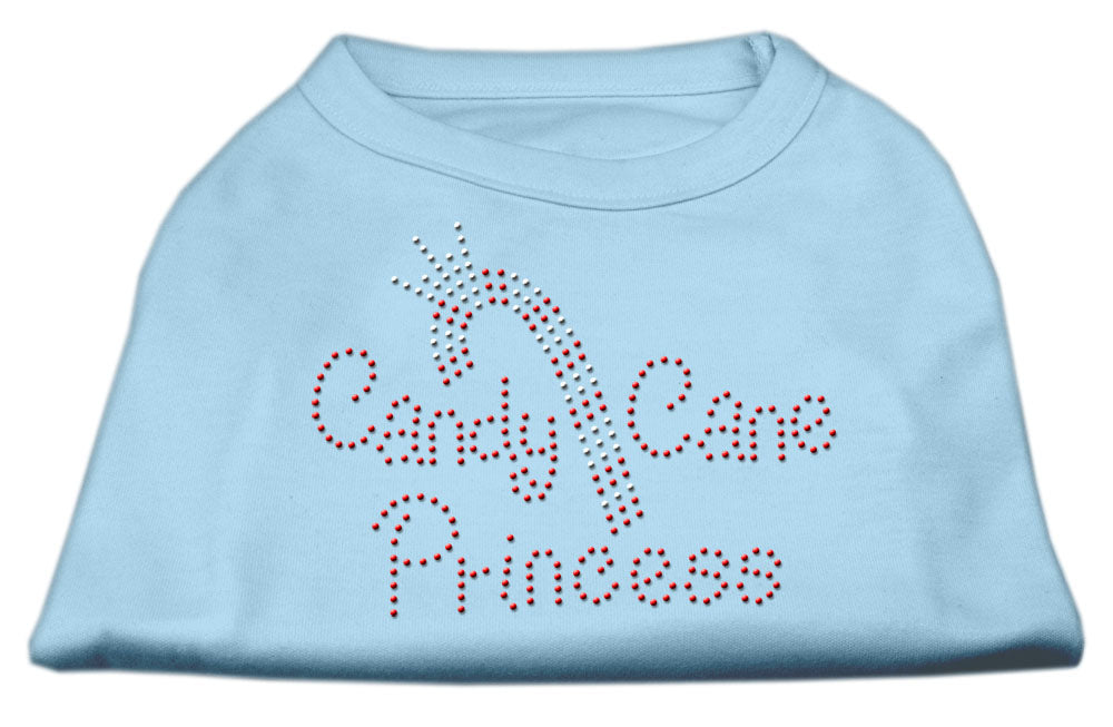 A festive Christmas shirt for dogs and cats featuring rhinestone embellishments, designed with a 'Candy Cane Princess' theme, perfect for holiday celebrations.
