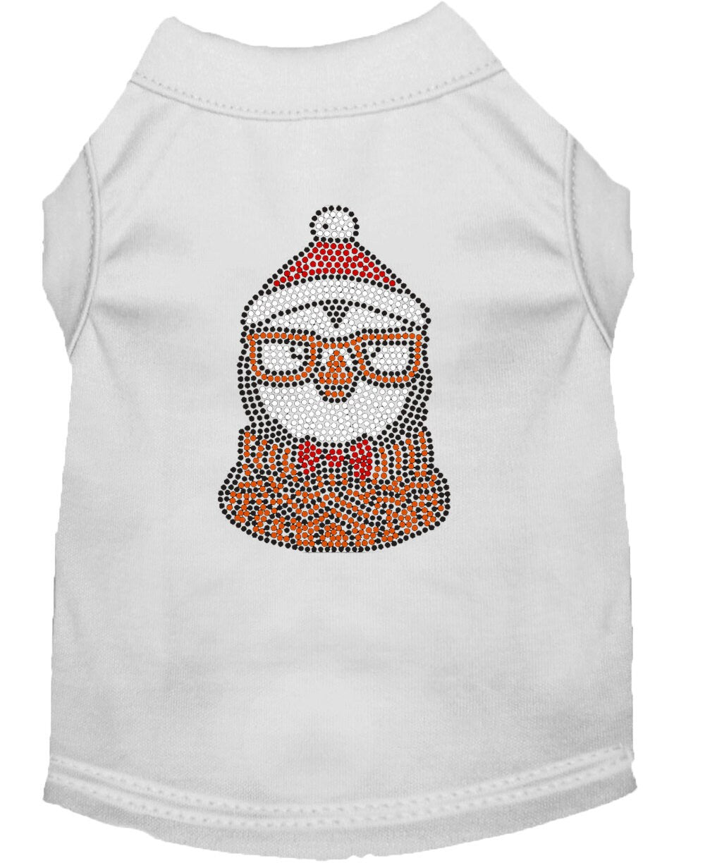 A festive Christmas shirt for pets featuring a rhinestone hipster penguin design, made from soft cotton and polyester blend.