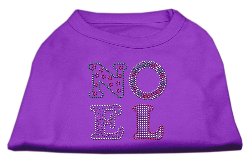 A festive Christmas shirt for dogs and cats featuring rhinestones spelling 'Noel', showcasing a soft fabric blend in a vibrant design.