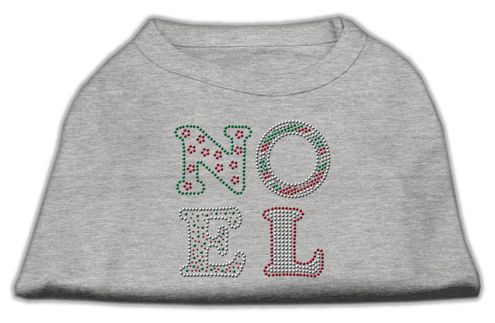 A festive Christmas shirt for dogs and cats featuring rhinestones spelling 'Noel', showcasing a soft fabric blend in a vibrant design.