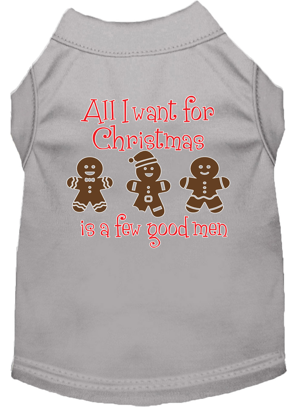 A festive Christmas shirt for dogs and cats, featuring the text 'All I Want For Christmas Is A Few Good Men', made from soft cotton and polyester blend.