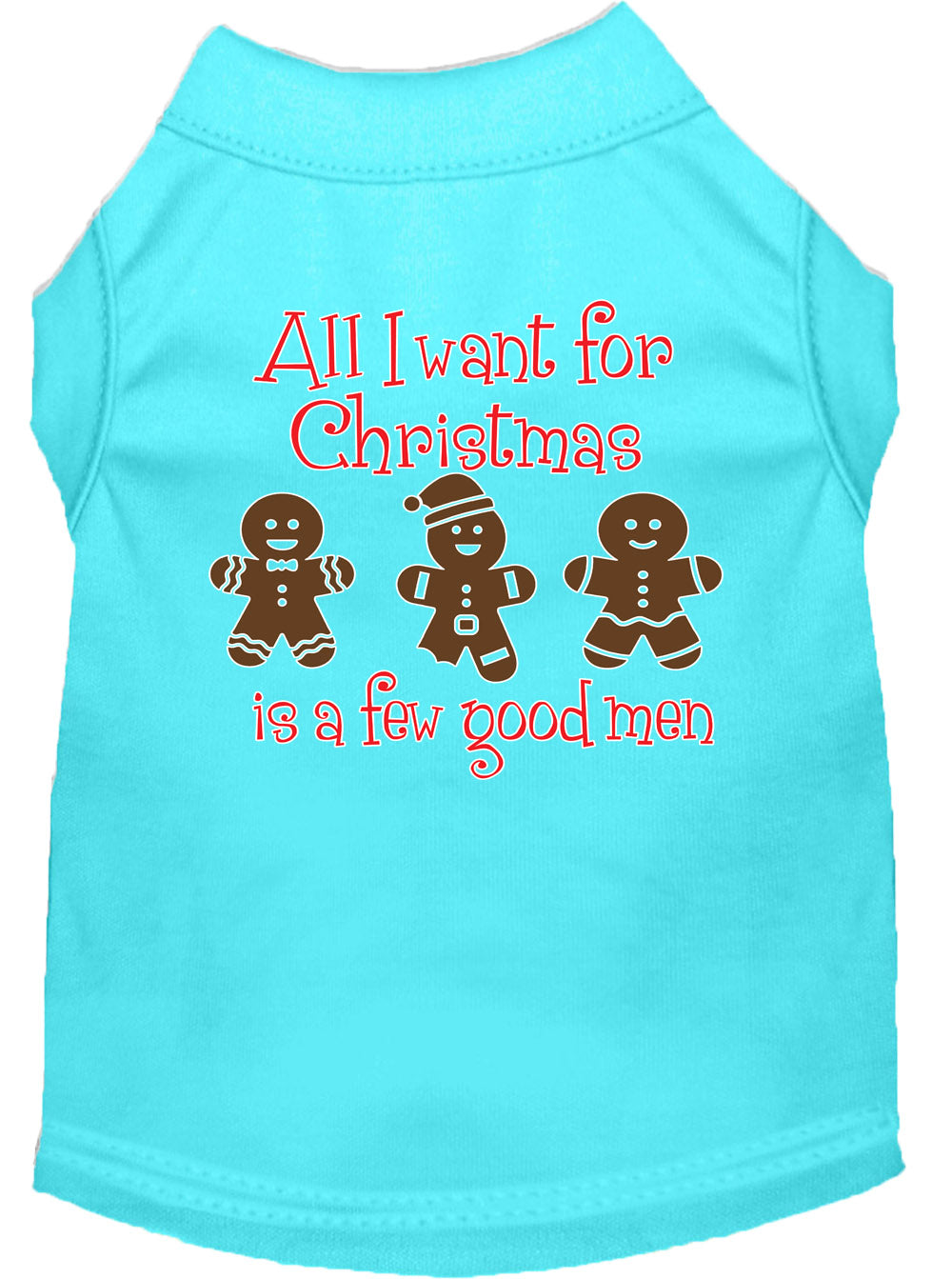 A festive Christmas shirt for dogs and cats, featuring the text 'All I Want For Christmas Is A Few Good Men', made from soft cotton and polyester blend.