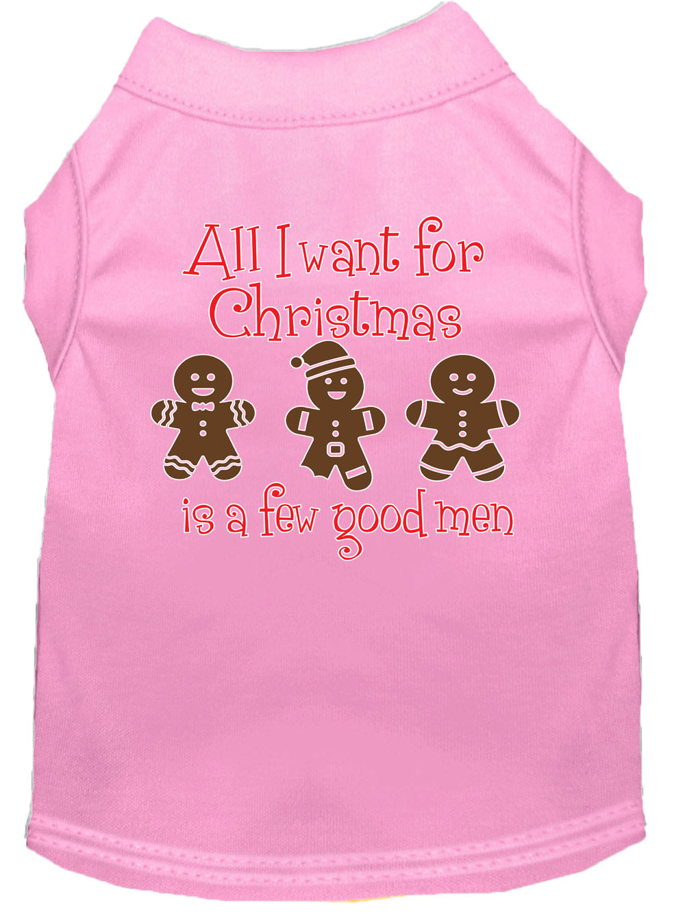 A festive Christmas shirt for dogs and cats, featuring the text 'All I Want For Christmas Is A Few Good Men', made from soft cotton and polyester blend.