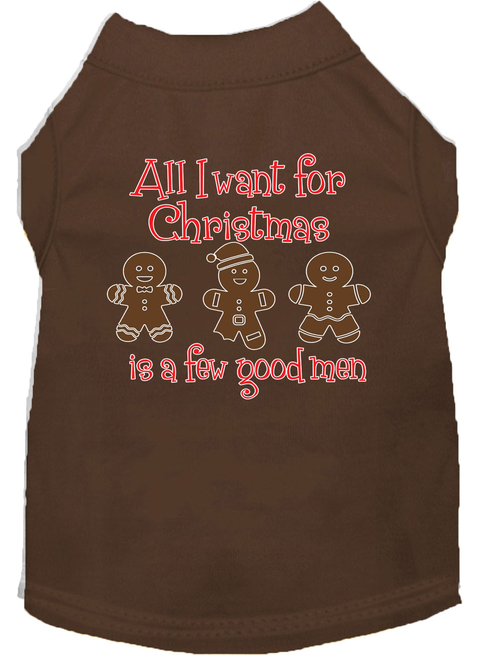 A festive Christmas shirt for dogs and cats, featuring the text 'All I Want For Christmas Is A Few Good Men', made from soft cotton and polyester blend.