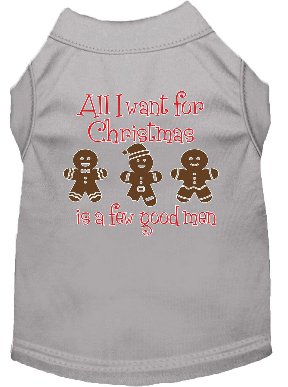 A festive Christmas shirt for dogs and cats, featuring the text 'All I Want For Christmas Is A Few Good Men', made from soft cotton and polyester blend.