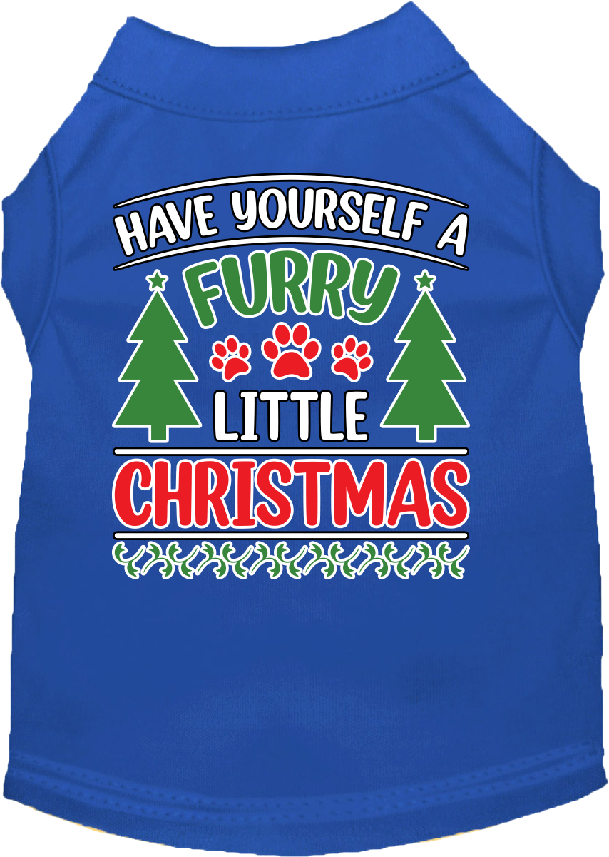 A festive Christmas shirt for dogs and cats, featuring the phrase 'Have Yourself A Furry Little Christmas' in vibrant colors, perfect for holiday celebrations.