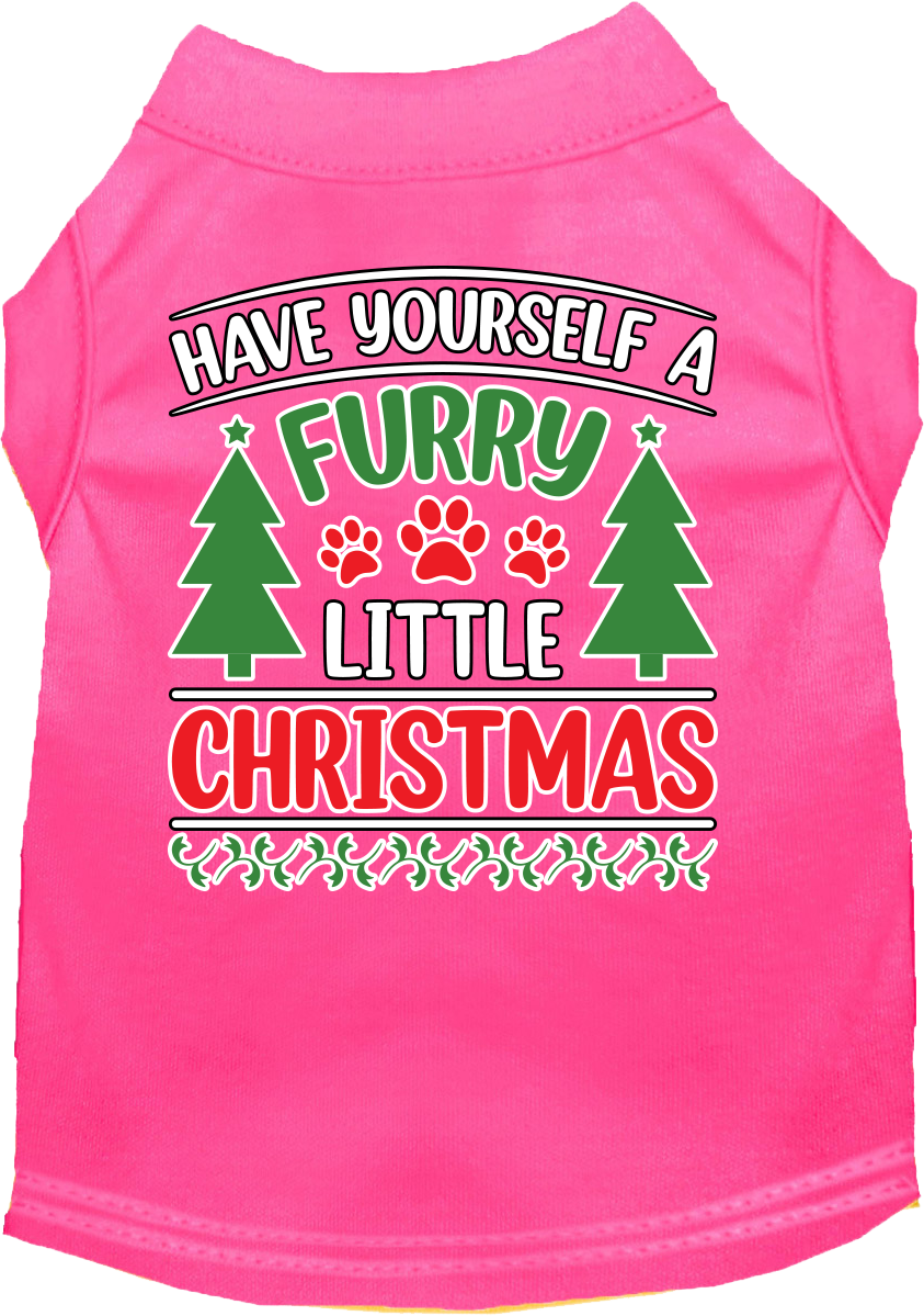 A festive Christmas shirt for dogs and cats, featuring the phrase 'Have Yourself A Furry Little Christmas' in vibrant colors, perfect for holiday celebrations.