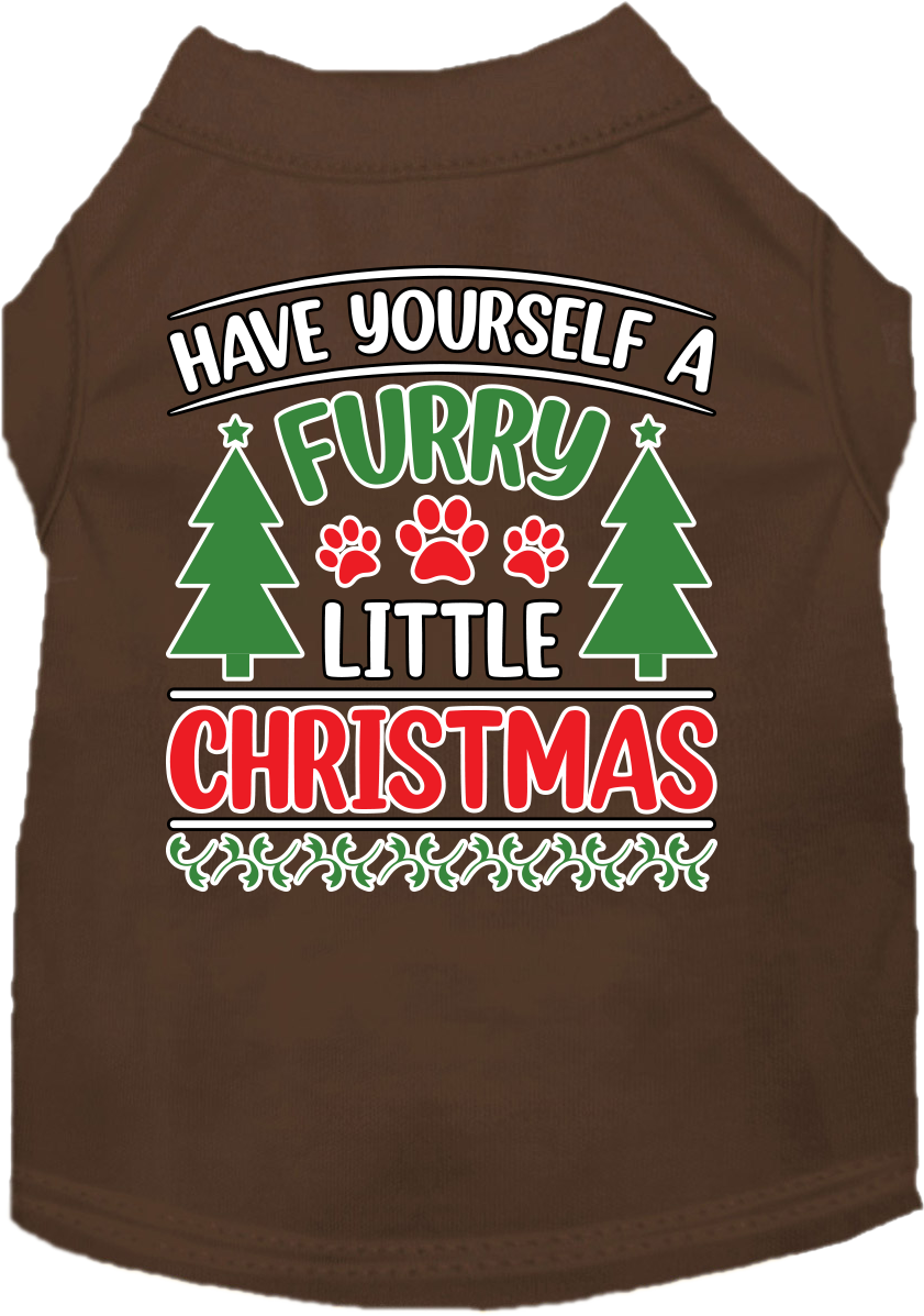 A festive Christmas shirt for dogs and cats, featuring the phrase 'Have Yourself A Furry Little Christmas' in vibrant colors, perfect for holiday celebrations.