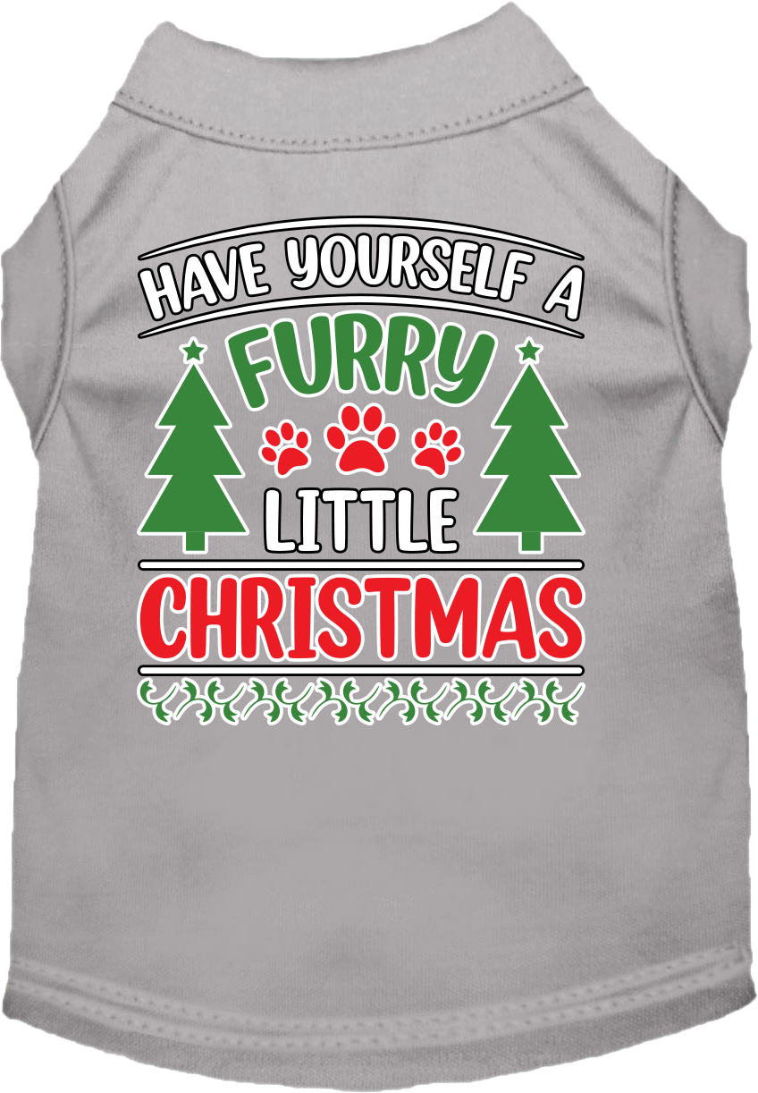 A festive Christmas shirt for dogs and cats, featuring the phrase 'Have Yourself A Furry Little Christmas' in vibrant colors, perfect for holiday celebrations.