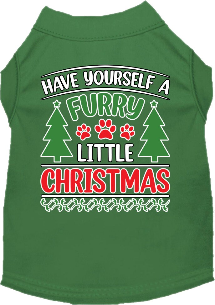 A festive Christmas shirt for dogs and cats, featuring the phrase 'Have Yourself A Furry Little Christmas' in vibrant colors, perfect for holiday celebrations.