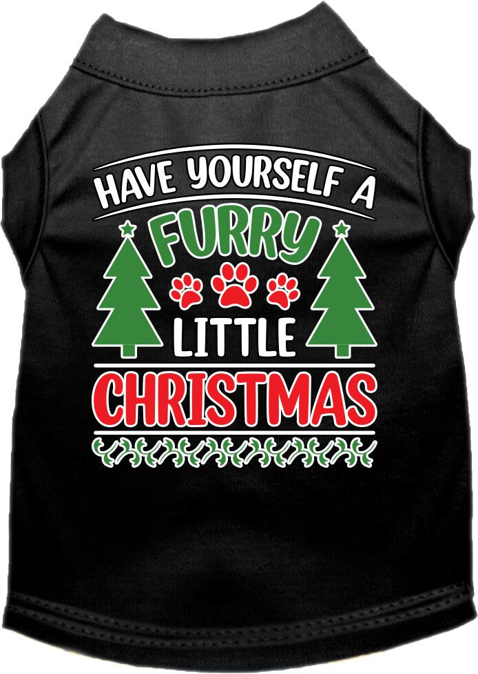 A festive Christmas shirt for dogs and cats, featuring the phrase 'Have Yourself A Furry Little Christmas' in vibrant colors, perfect for holiday celebrations.