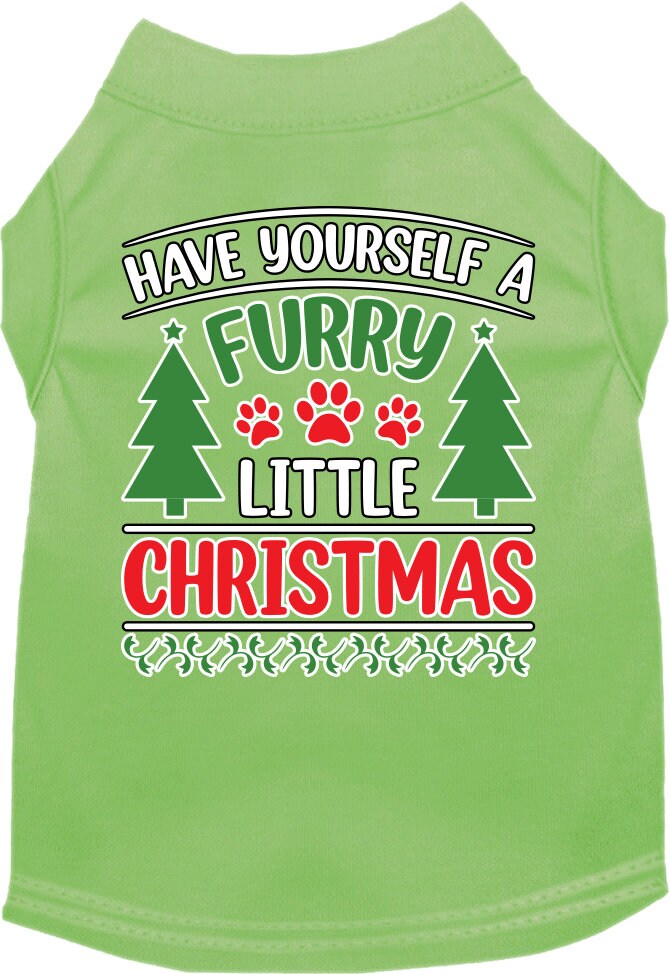 A festive Christmas shirt for dogs and cats, featuring the phrase 'Have Yourself A Furry Little Christmas' in vibrant colors, perfect for holiday celebrations.