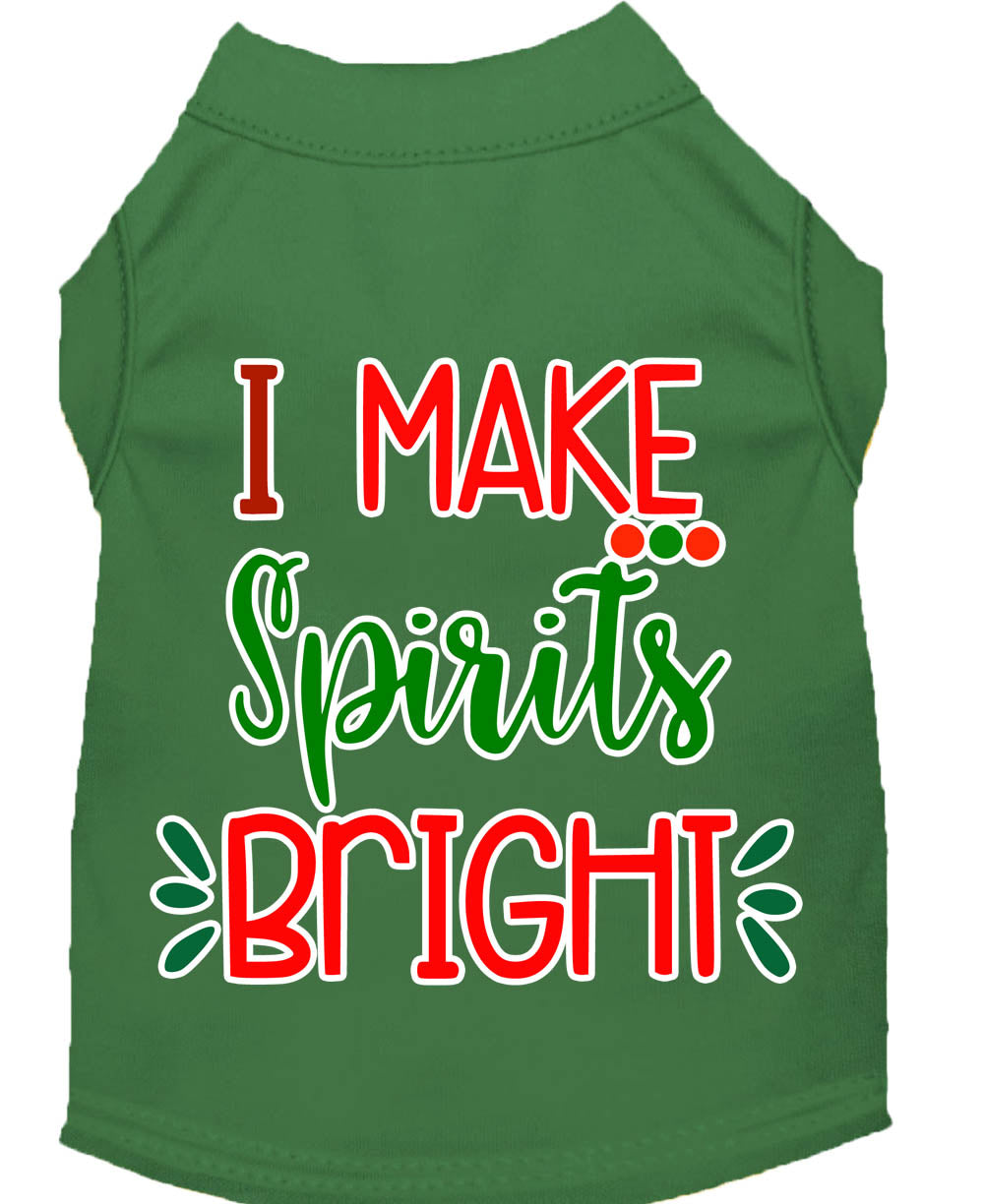 A festive Christmas shirt for dogs and cats, featuring the phrase 'I Make Spirits Bright', made from soft cotton and polyester blend.