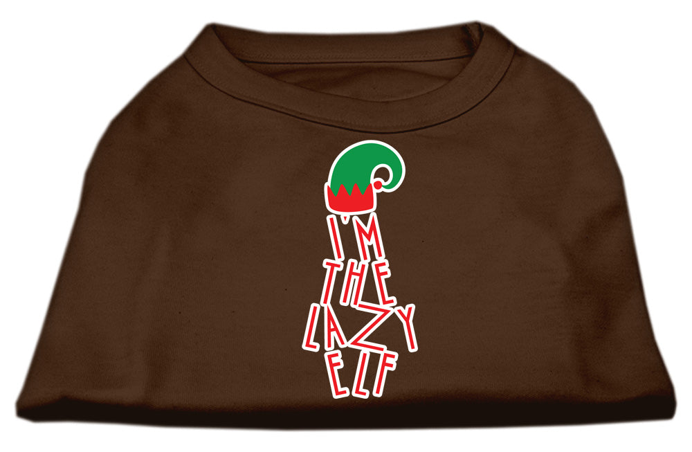 A soft and comfy Christmas shirt for dogs and cats, featuring the text 'I'm The Lazy Elf' in festive colors, perfect for holiday celebrations.