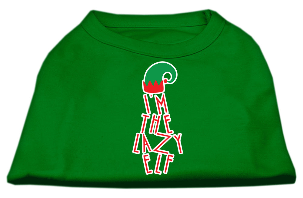 A soft and comfy Christmas shirt for dogs and cats, featuring the text 'I'm The Lazy Elf' in festive colors, perfect for holiday celebrations.