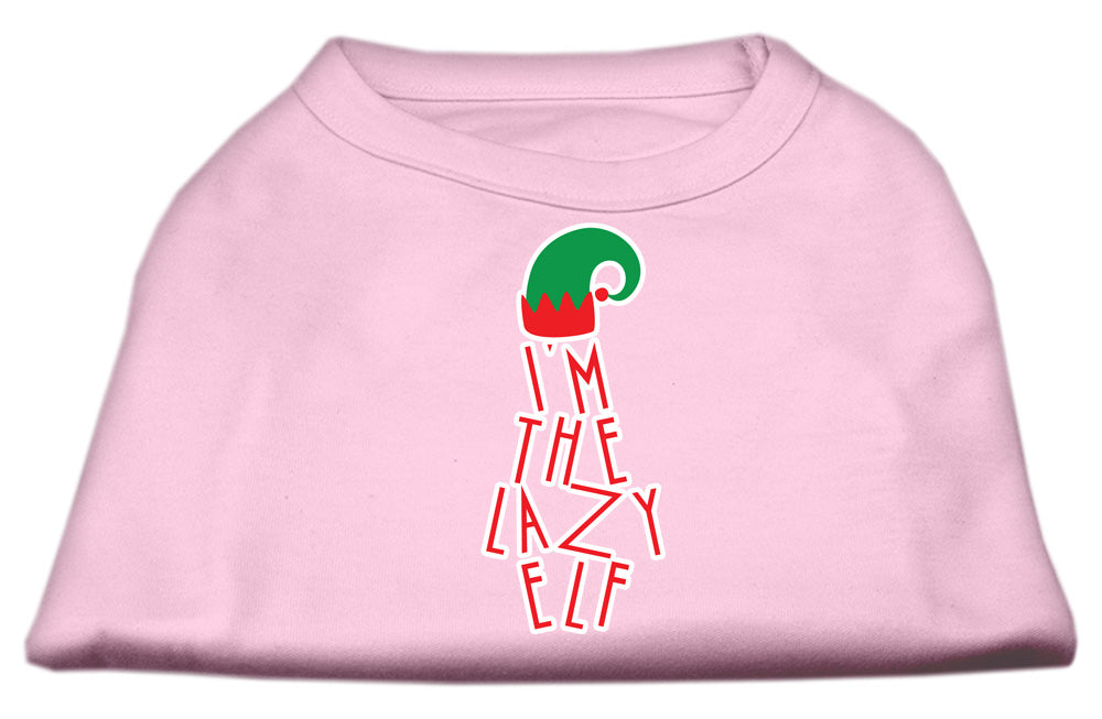 A soft and comfy Christmas shirt for dogs and cats, featuring the text 'I'm The Lazy Elf' in festive colors, perfect for holiday celebrations.