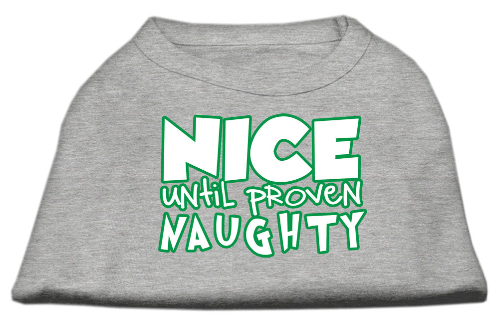 Christmas Pet Dog & Cat Shirt with 'Nice Until Proven Naughty' print, showcasing a festive design suitable for holiday celebrations.