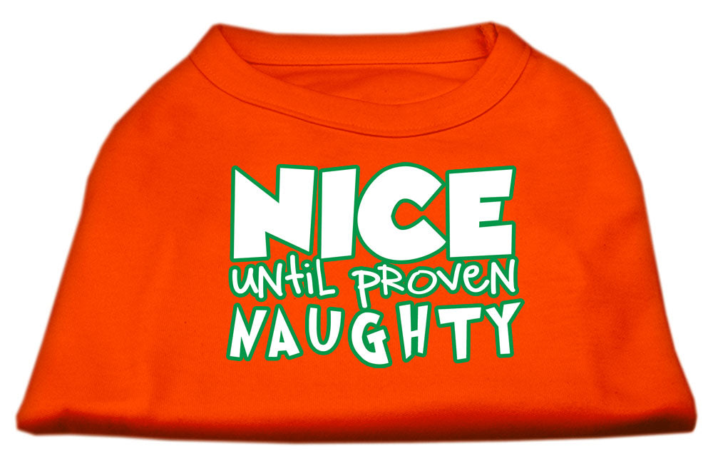 Christmas Pet Dog & Cat Shirt with 'Nice Until Proven Naughty' print, showcasing a festive design suitable for holiday celebrations.