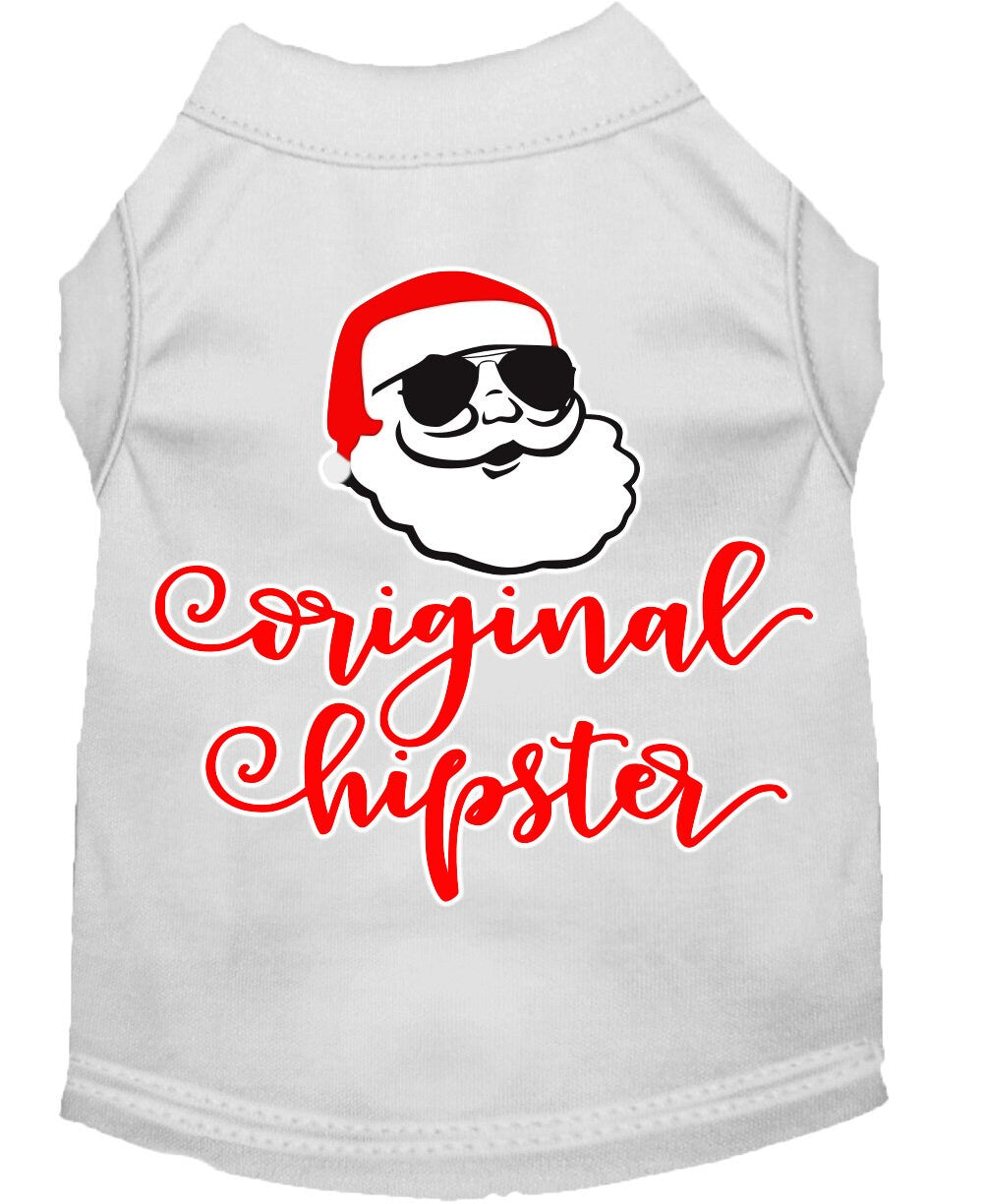 A stylish Christmas shirt for dogs and cats featuring the 'Original Hipster' design, made from soft cotton-polyester blend fabric.