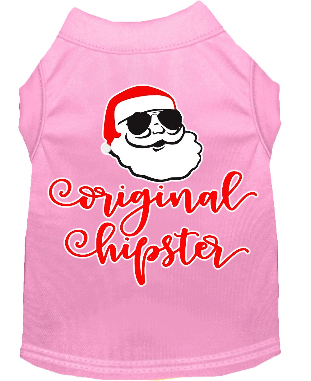 A stylish Christmas shirt for dogs and cats featuring the 'Original Hipster' design, made from soft cotton-polyester blend fabric.