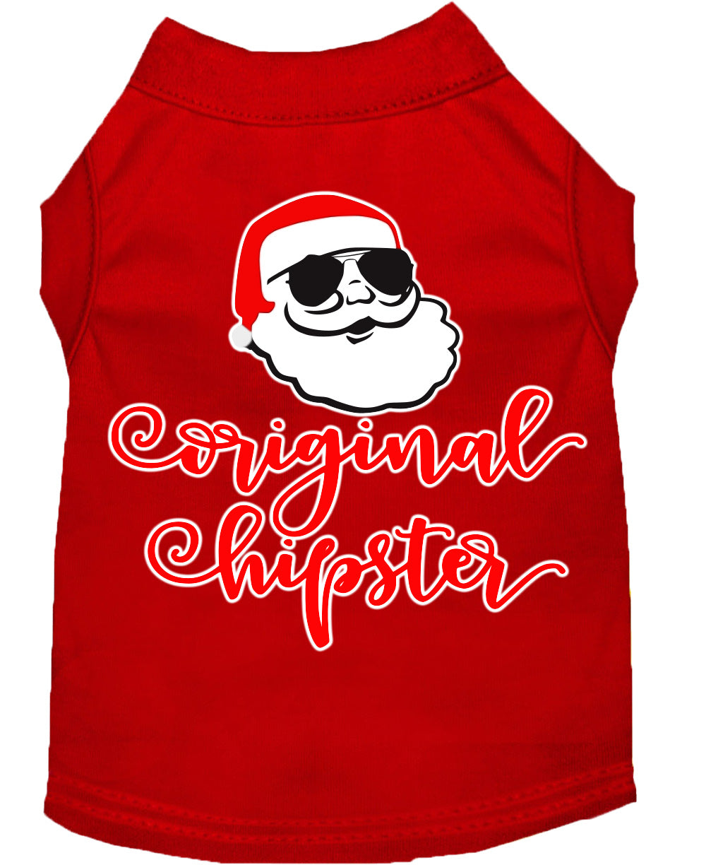 A stylish Christmas shirt for dogs and cats featuring the 'Original Hipster' design, made from soft cotton-polyester blend fabric.