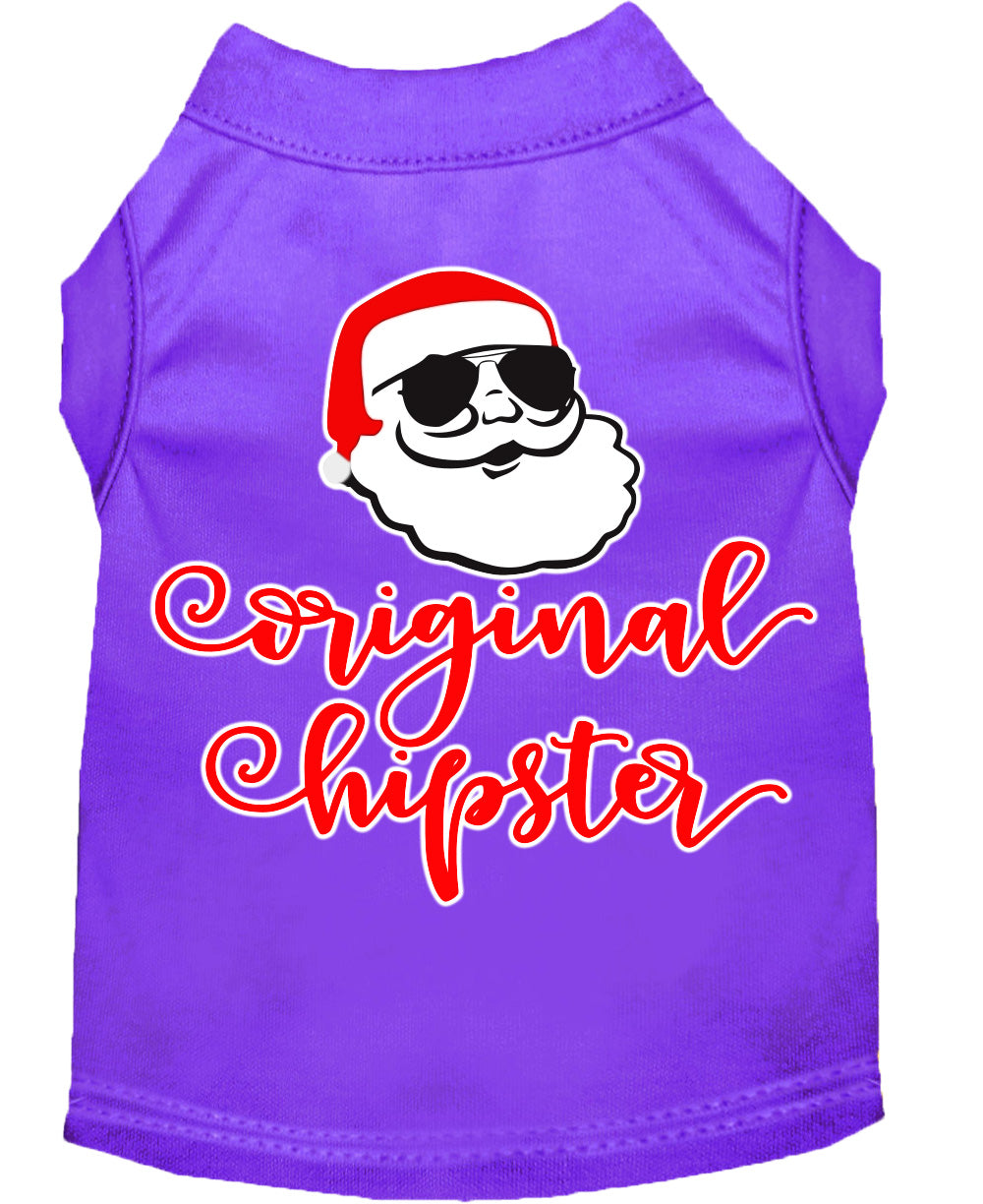 A stylish Christmas shirt for dogs and cats featuring the 'Original Hipster' design, made from soft cotton-polyester blend fabric.