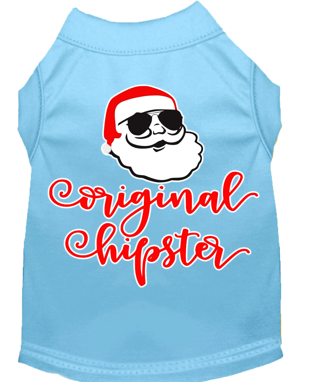 A stylish Christmas shirt for dogs and cats featuring the 'Original Hipster' design, made from soft cotton-polyester blend fabric.