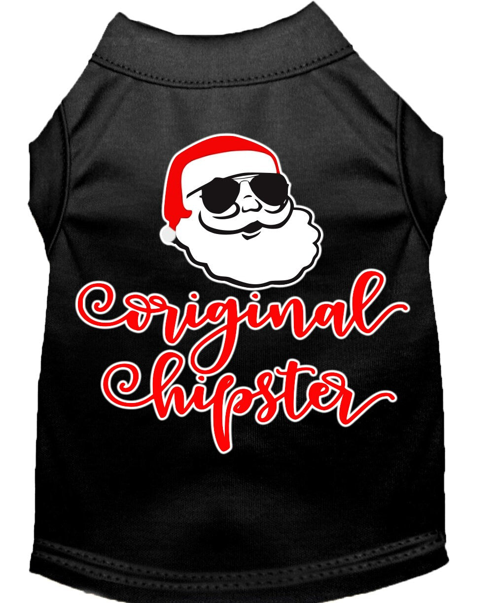 A stylish Christmas shirt for dogs and cats featuring the 'Original Hipster' design, made from soft cotton-polyester blend fabric.