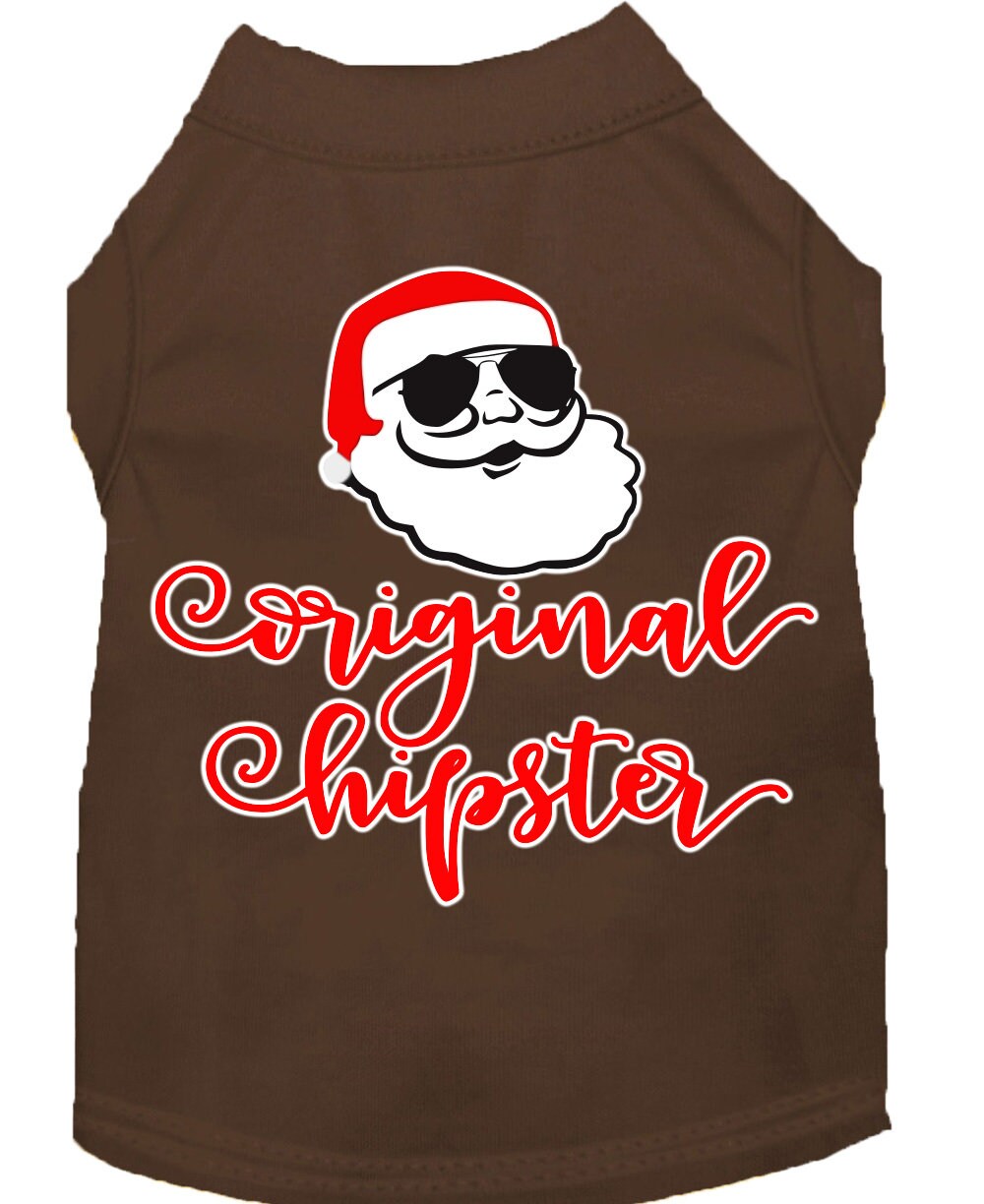 A stylish Christmas shirt for dogs and cats featuring the 'Original Hipster' design, made from soft cotton-polyester blend fabric.