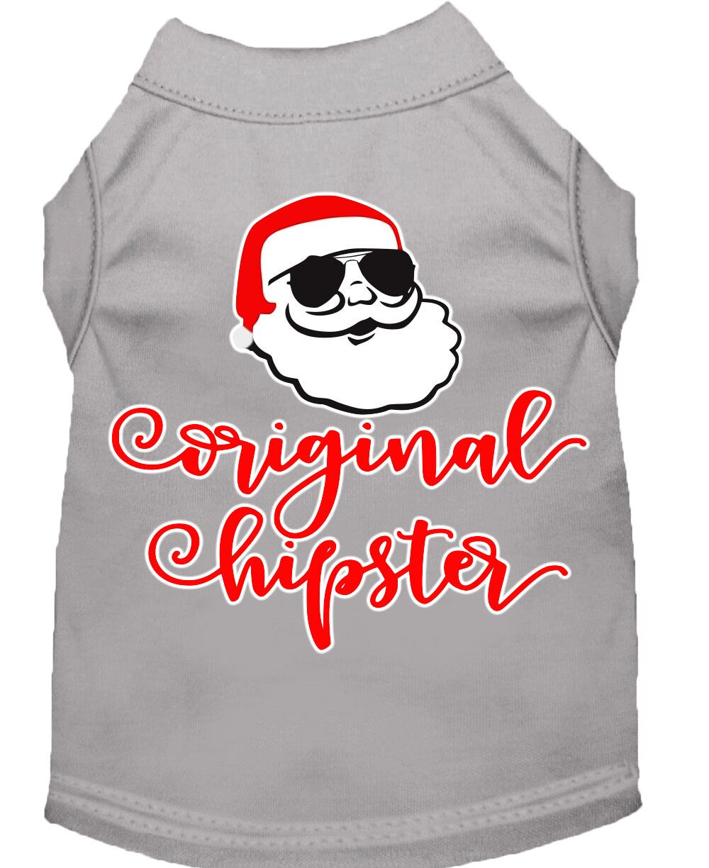A stylish Christmas shirt for dogs and cats featuring the 'Original Hipster' design, made from soft cotton-polyester blend fabric.