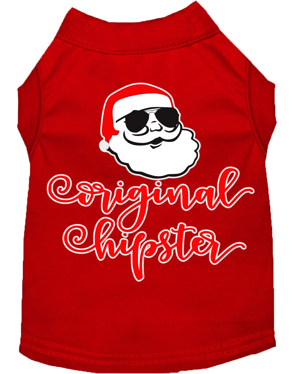 A stylish Christmas shirt for dogs and cats featuring the 'Original Hipster' design, made from soft cotton-polyester blend fabric.