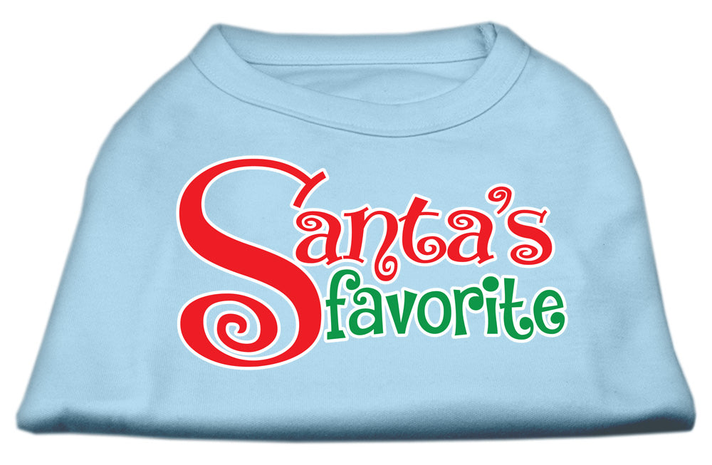 A festive Christmas shirt for dogs and cats, featuring the text 'Santa's Favorite' in a cheerful design, made from soft cotton and polyester blend.