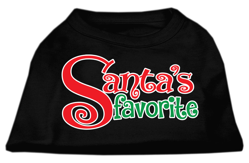 A festive Christmas shirt for dogs and cats, featuring the text 'Santa's Favorite' in a cheerful design, made from soft cotton and polyester blend.
