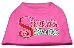 A festive Christmas shirt for dogs and cats, featuring the text 'Santa's Favorite' in a cheerful design, made from soft cotton and polyester blend.