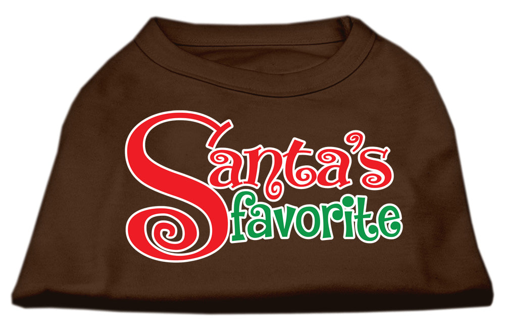 A festive Christmas shirt for dogs and cats, featuring the text 'Santa's Favorite' in a cheerful design, made from soft cotton and polyester blend.