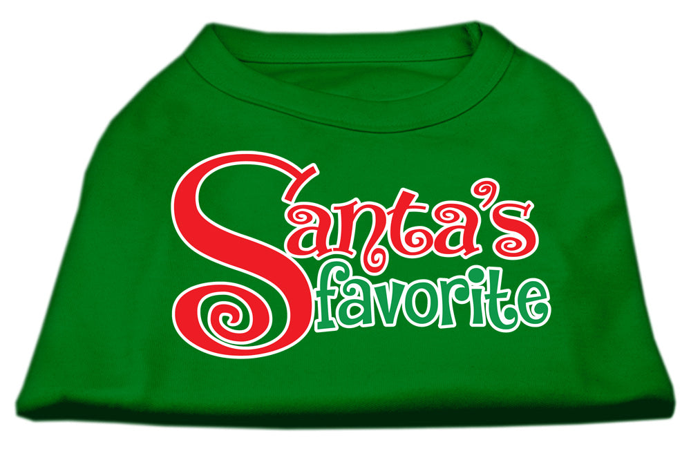 A festive Christmas shirt for dogs and cats, featuring the text 'Santa's Favorite' in a cheerful design, made from soft cotton and polyester blend.