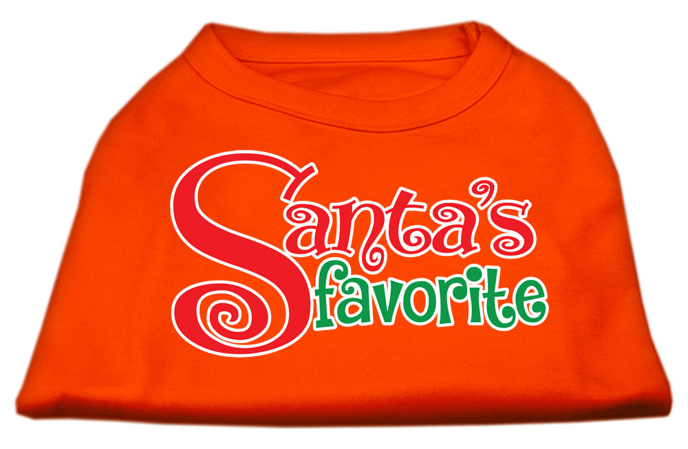 A festive Christmas shirt for dogs and cats, featuring the text 'Santa's Favorite' in a cheerful design, made from soft cotton and polyester blend.