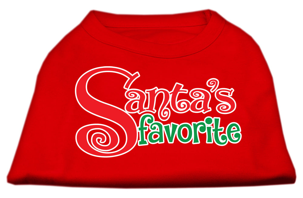 A festive Christmas shirt for dogs and cats, featuring the text 'Santa's Favorite' in a cheerful design, made from soft cotton and polyester blend.