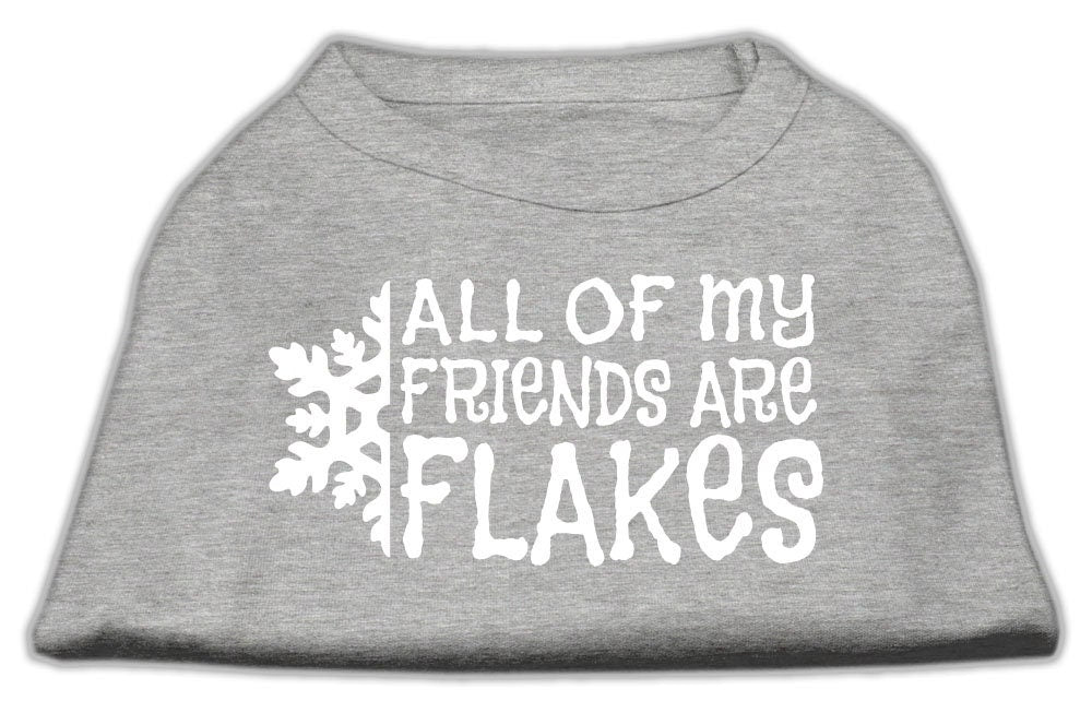 A festive Christmas dog shirt featuring the phrase 'All My Friends Are Flakes', designed for comfort and durability.