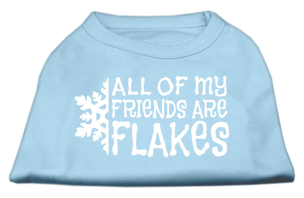 A festive Christmas dog shirt featuring the phrase 'All My Friends Are Flakes', designed for comfort and durability.